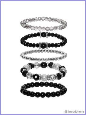5-Piece Stretch Beaded Bracelet Set Stackable Bohemian Jewelry for Women